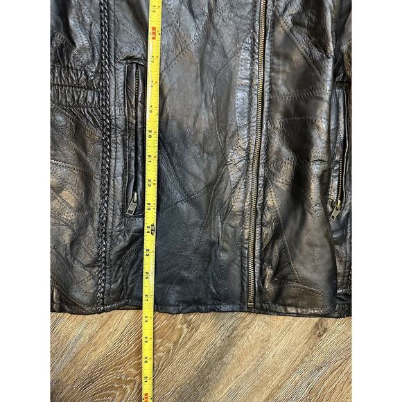 Andrew Michael Black Leather Jacket Size 1XL Quilted Pattern-Rope Accent- Moto - Picture 11 of 11